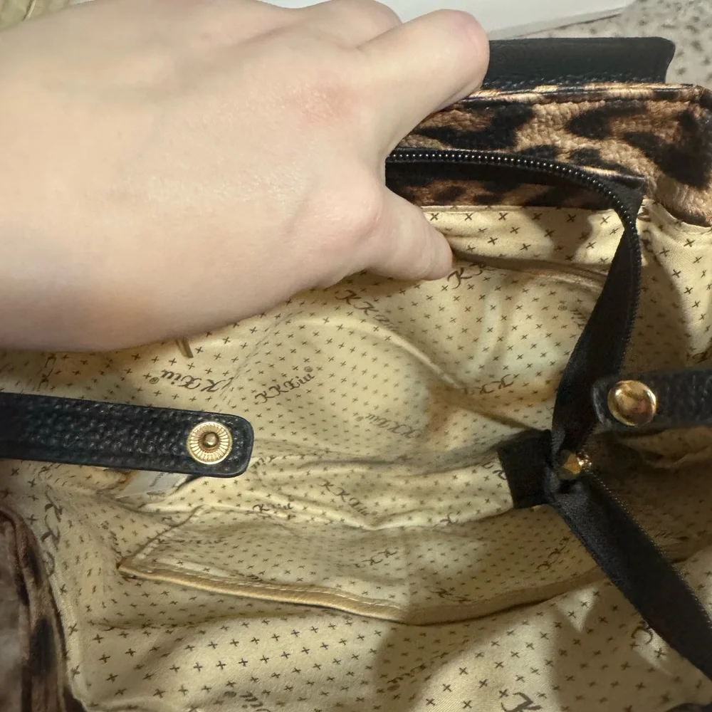 Leopard Print Black Leather Women's Bag - Picture 2 of 2